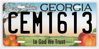 GA license plate CEM1613
