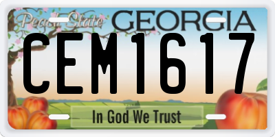 GA license plate CEM1617