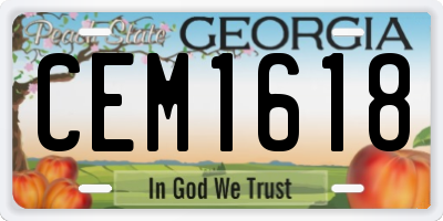 GA license plate CEM1618