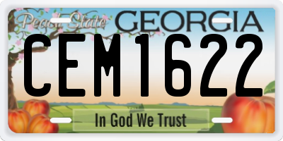 GA license plate CEM1622