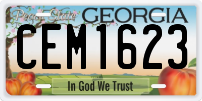 GA license plate CEM1623