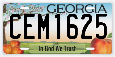 GA license plate CEM1625