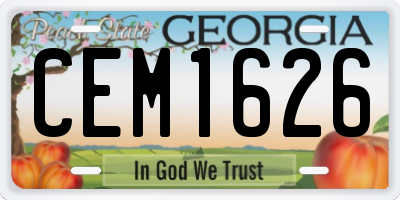 GA license plate CEM1626