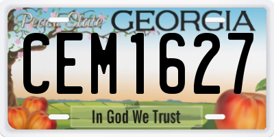 GA license plate CEM1627
