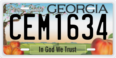GA license plate CEM1634