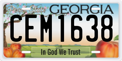 GA license plate CEM1638
