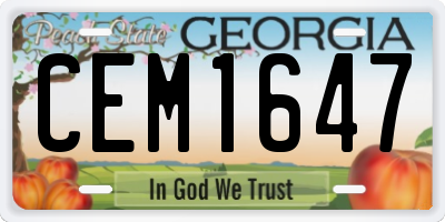 GA license plate CEM1647