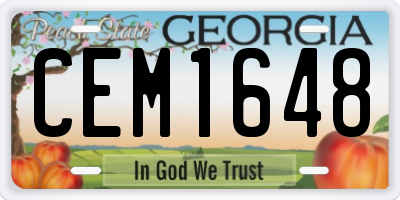 GA license plate CEM1648
