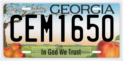 GA license plate CEM1650