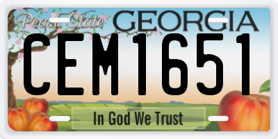 GA license plate CEM1651
