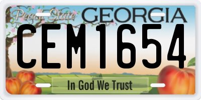 GA license plate CEM1654
