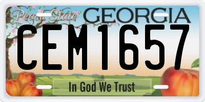 GA license plate CEM1657