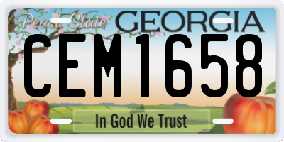 GA license plate CEM1658