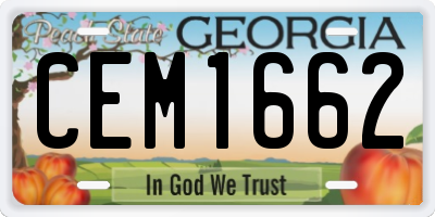 GA license plate CEM1662