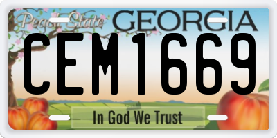 GA license plate CEM1669