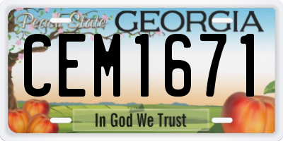 GA license plate CEM1671