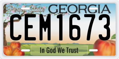 GA license plate CEM1673