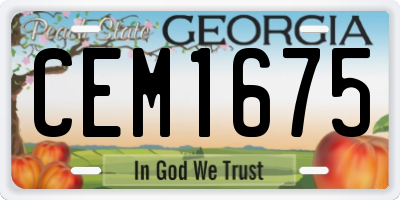 GA license plate CEM1675