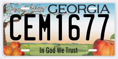 GA license plate CEM1677