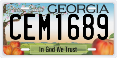 GA license plate CEM1689