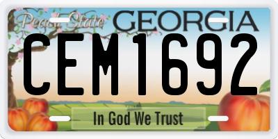 GA license plate CEM1692
