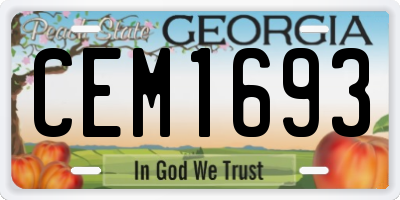 GA license plate CEM1693