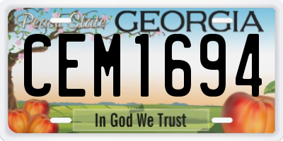 GA license plate CEM1694