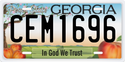 GA license plate CEM1696
