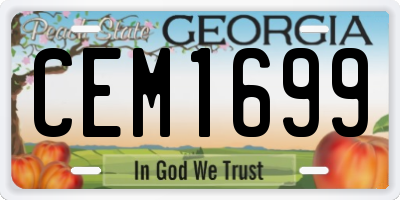 GA license plate CEM1699