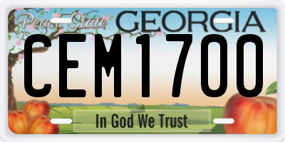 GA license plate CEM1700
