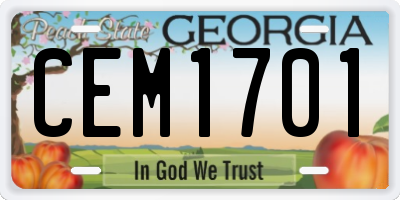 GA license plate CEM1701