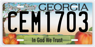 GA license plate CEM1703