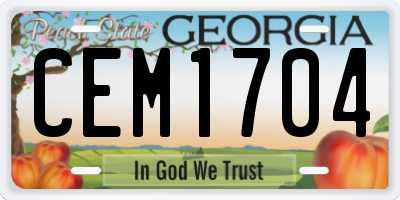 GA license plate CEM1704