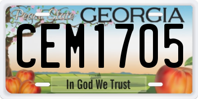 GA license plate CEM1705