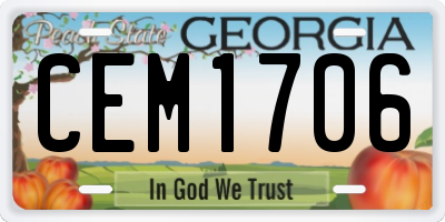 GA license plate CEM1706