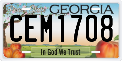 GA license plate CEM1708