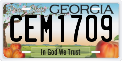 GA license plate CEM1709