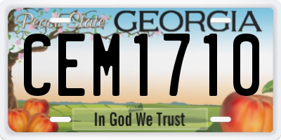 GA license plate CEM1710