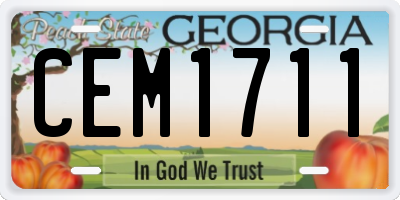 GA license plate CEM1711
