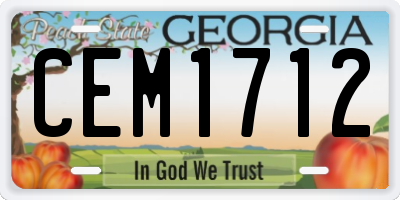 GA license plate CEM1712