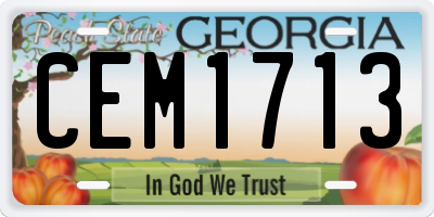 GA license plate CEM1713