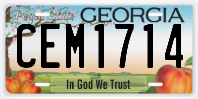 GA license plate CEM1714