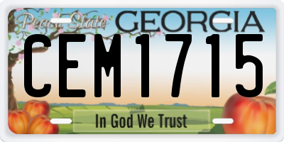 GA license plate CEM1715