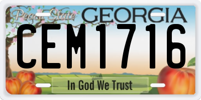 GA license plate CEM1716