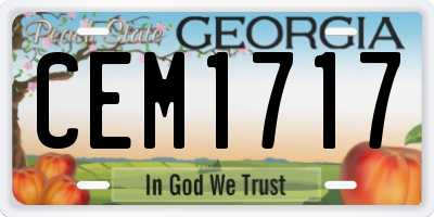 GA license plate CEM1717