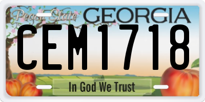 GA license plate CEM1718