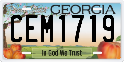 GA license plate CEM1719