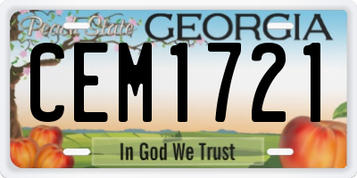 GA license plate CEM1721