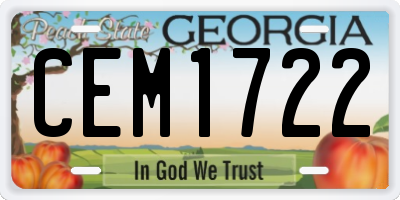 GA license plate CEM1722