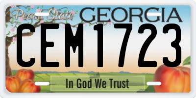 GA license plate CEM1723